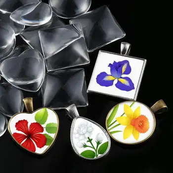 

60 Pcs/set Necklace Pendant Bottom Tray Set with Glass Necklace Leather Cord For Photo Pendants DIY Jewelry Making