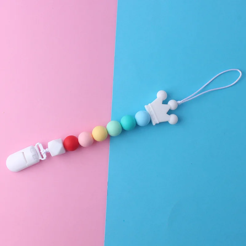 DIY Детские зажимы для соски корона бусины силиконовые зеркальная цепочка