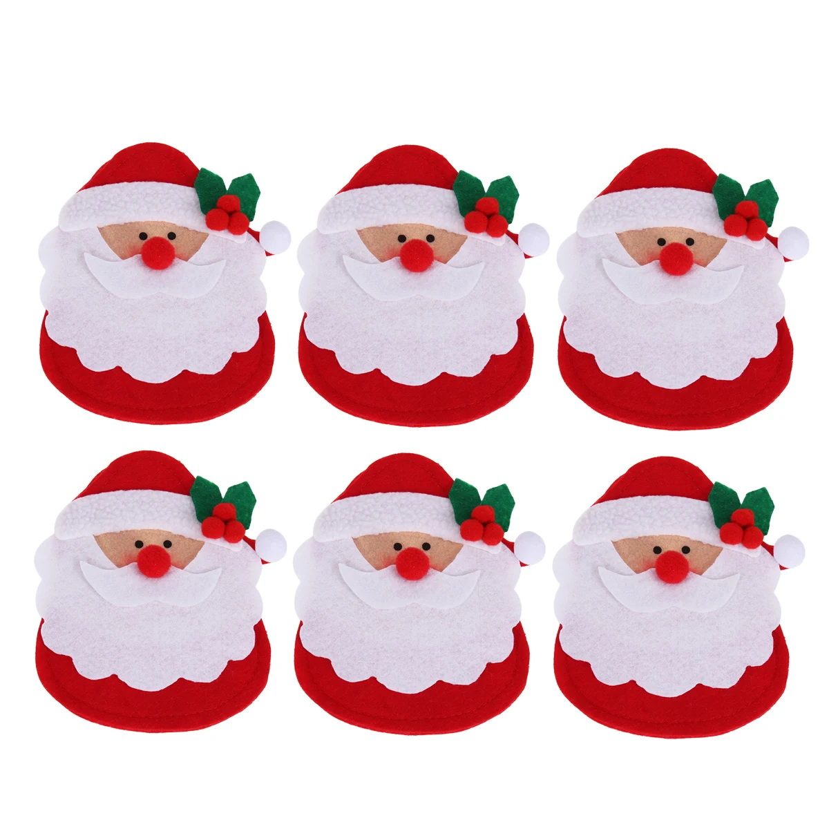 6pcs Santa Claus 6 шт рождественские ножи вилки мешок перчатки посуда мешок Рождественский Санта Клаус Снеговики эльки нетканые столовые приборы сумки для столового серебра - Цвет: 6pcs Santa Claus
