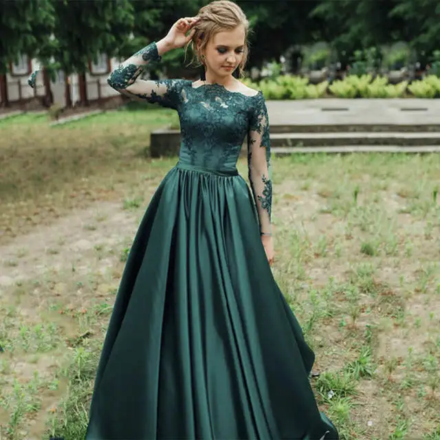 deep green prom dress