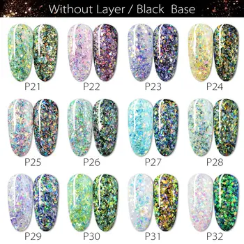 

12pcs/kit Glitter Soak Off UV LED Gel Nail Polish Shining Color Set Nail Gel Varnish Platinum Sequins Gel Semi Permanent Lacquer