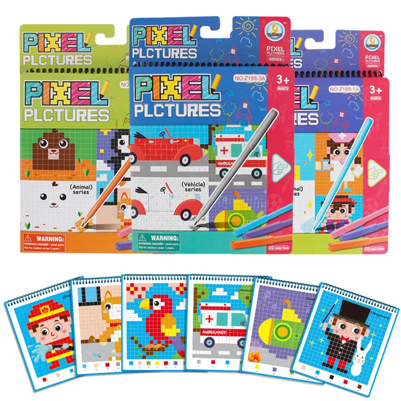 

New Style Pixel Baby Coloring Drawing Book Children Coloring Painting Book Educational Early Childhood ENLIGHTEN Cartoon tu hua
