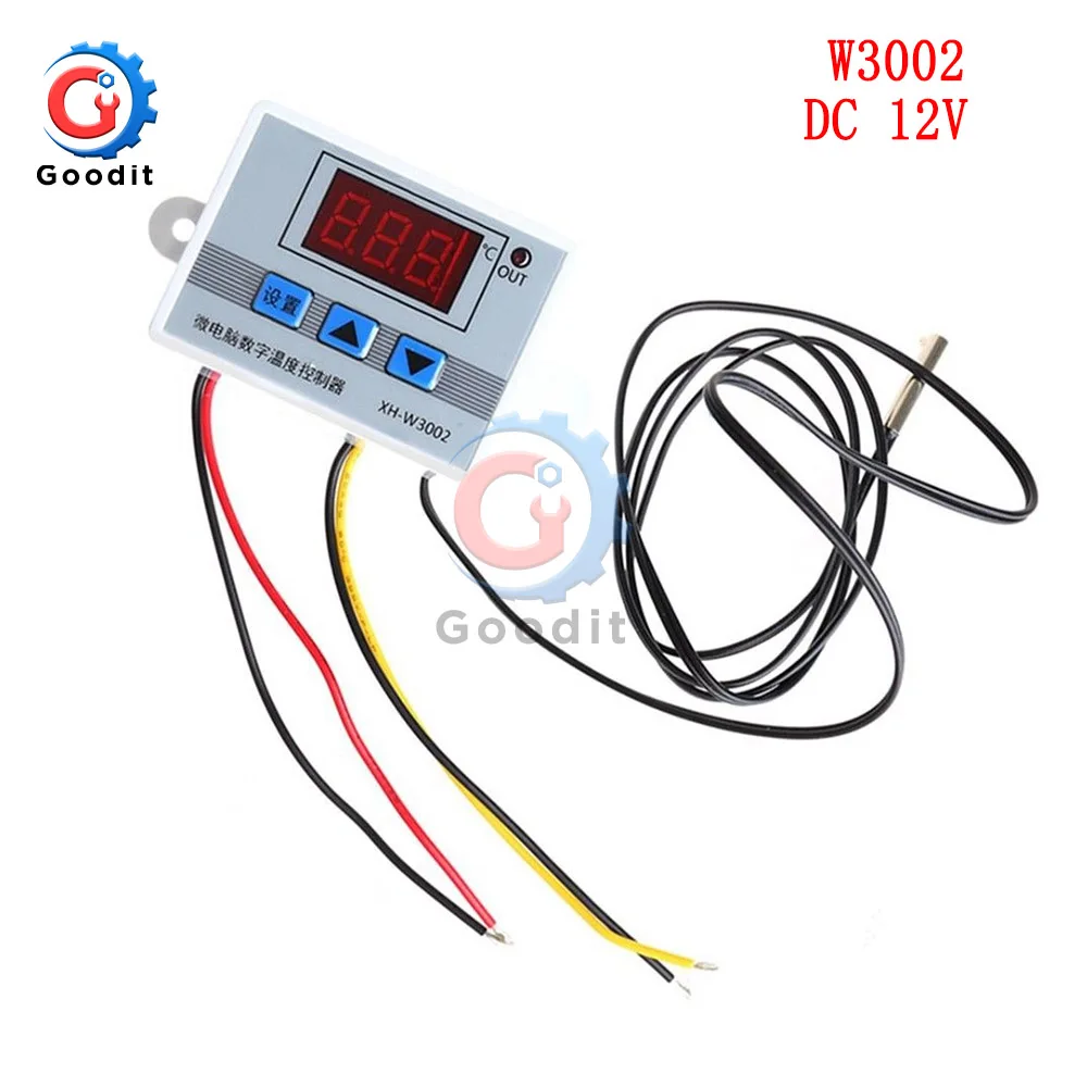 W3002 DC 12V W3001 W3002 светодиодный цифровой термостат Температура Управление; переменного тока 110 V-220 V DC12V 24V терморегулятор нагревательные охладительные Управление - Цвет: W3002 DC 12V