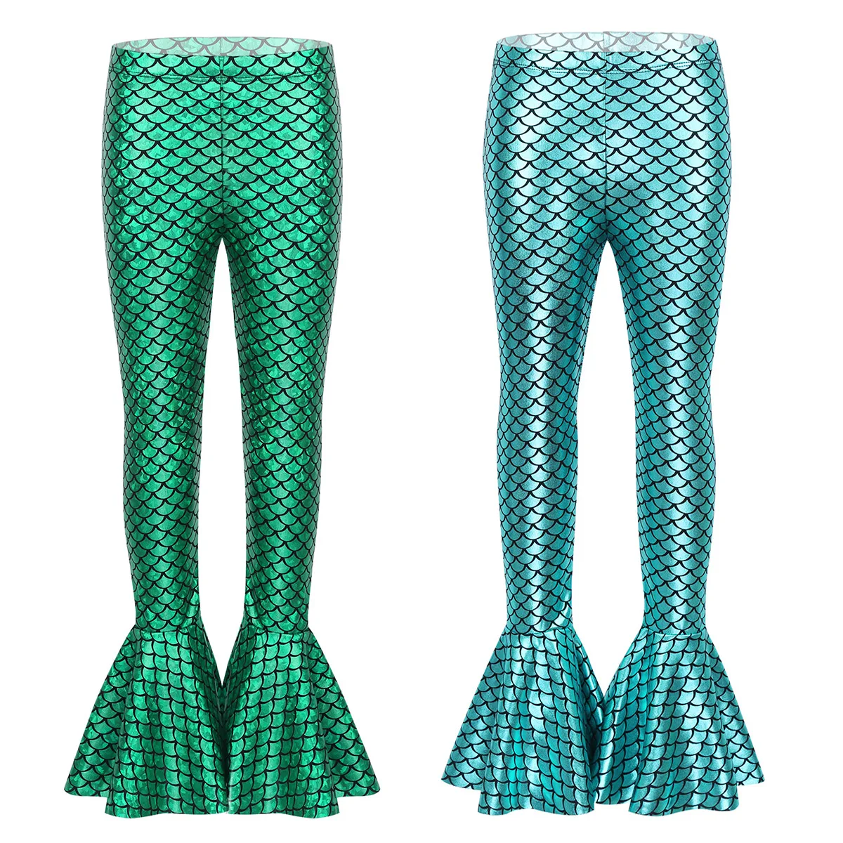Kids Girls Mermaid Pants Shiny Fish 