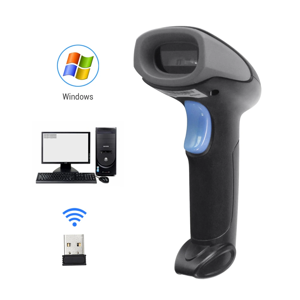 HZTZ Wireless Barcode Scanner USB Wired/ 2.4G Wireless 1D Bar code Reader for Inventory POS Terminal