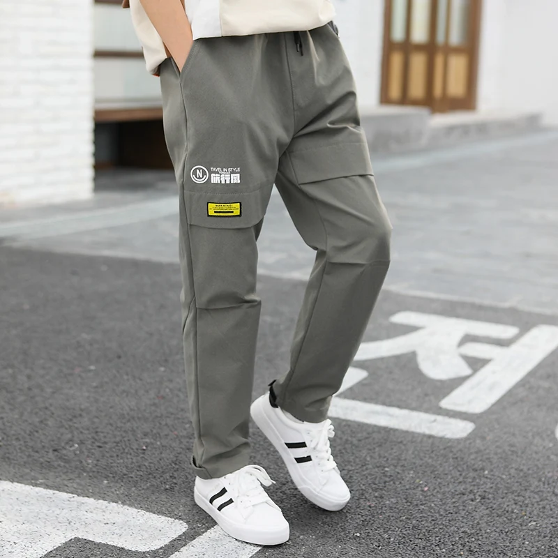 K2-936Gray Штаны для мальчиков, брюки, спортивные джоггеры, повседневные хлопковые спортивные штаны для мальчиков-подростков, школьная одежда для детей 8, 10, 12, 14 лет - Цвет: K2-936Gray