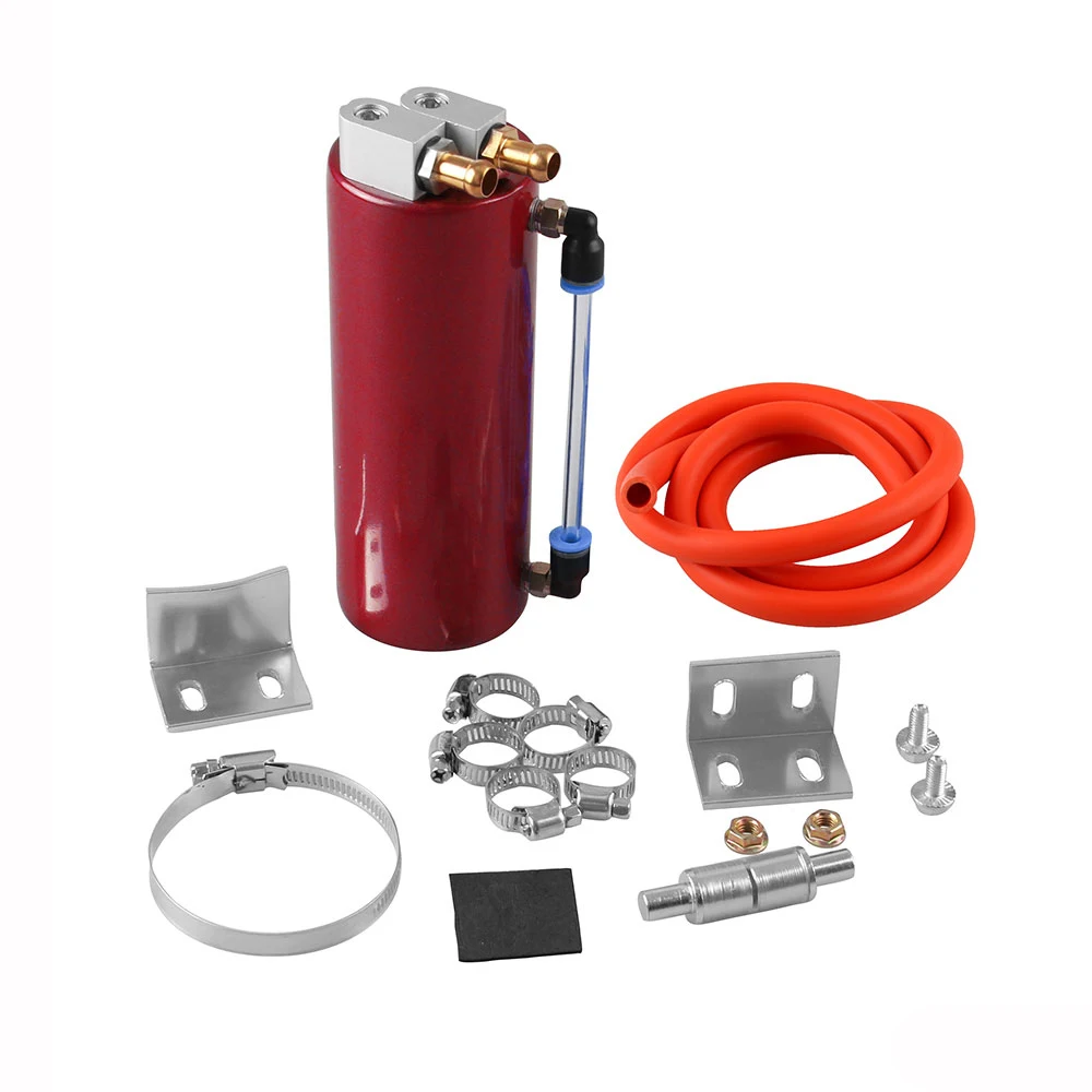 

Universal 350ml Aluminum Racing Oil Catch Tank Can Round Can Reservoir Turbo Oil Catch Can Fuel Catch Tank