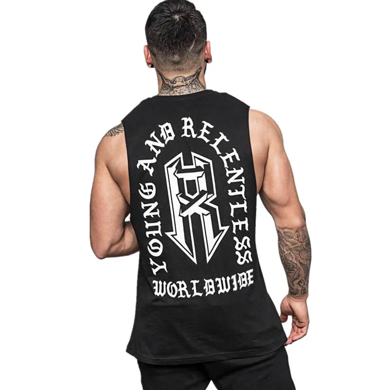 Black Muscleguys мужские повседневные свободные майки для фитнеса, летние майки без рукавов с открытой стороной для активного отдыха, нательная майка - Цвет: Black