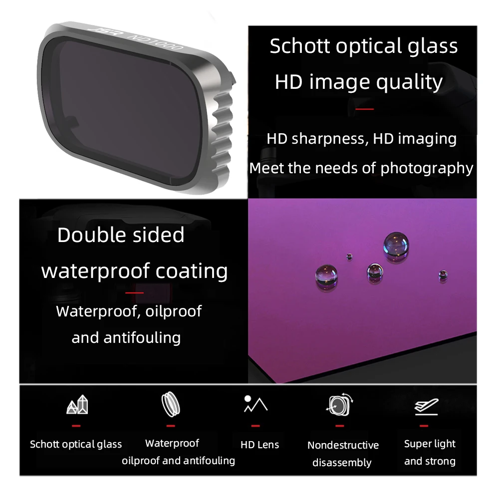 Ensemble de filtres pour DJI ND PL CPL UV, lot de 8 pièces pour créativité et protection.
