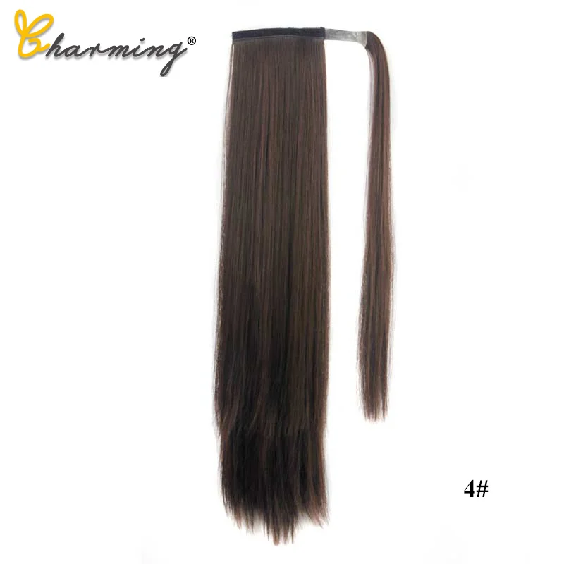 Очаровательные 24 дюйма шелковистые прямые синтетические заколки конский хвост шиньоны для женщин Наращивание волос Высокая температура Flase волосы - Цвет: 4