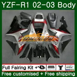 Для кузова Yamaha YZF R 1 YZF 1000 YZF-1000 2002 2003 60CL. 12 YZF R1 02-03 тела YZF1000 YZF-R1 YZFR1 02 03 Топ серебристый обтекатель