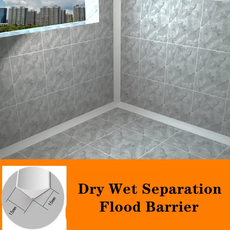 Shower water stopper silicone drain stopper drain stopper shower water barrier water barrier strip Silicone bath water stopper blocker shower Dry Wet Separation flood barrier Waterproof Kitchen wall corner sealing strip tape