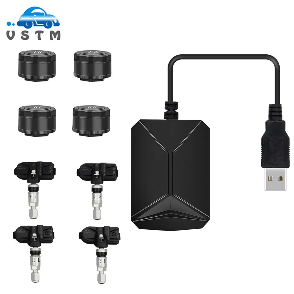 USB Android TPMS автомобильный монитор давления в шинах с 4 внешними датчиками 116 psi система мониторинга сигнализации 5 в Беспроводная передача TPMS