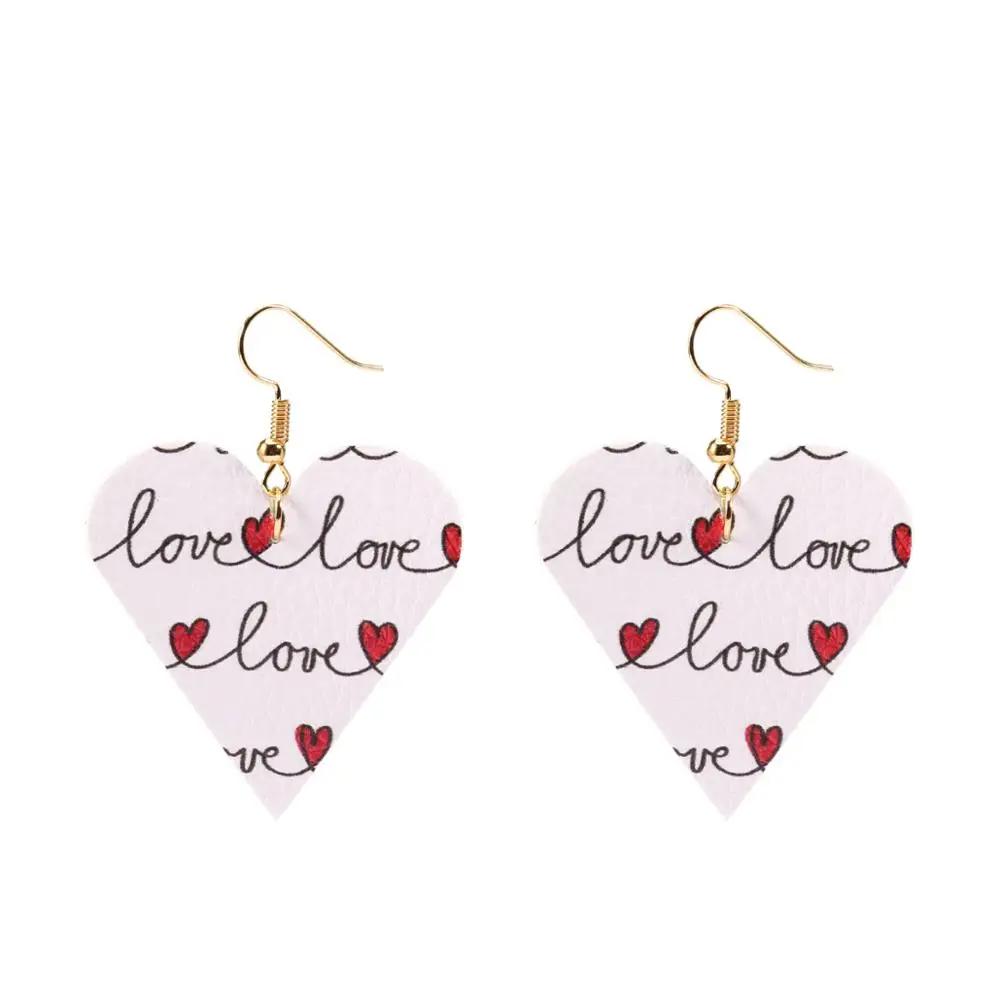 White lettersx6cm Новое поступление, креативные серьги на День святого Валентина, кожаные серьги, розовые, пять красных стилей для женщин, девушек, модные ювелирные изделия, подарки - Окраска металла: White lettersx6cm