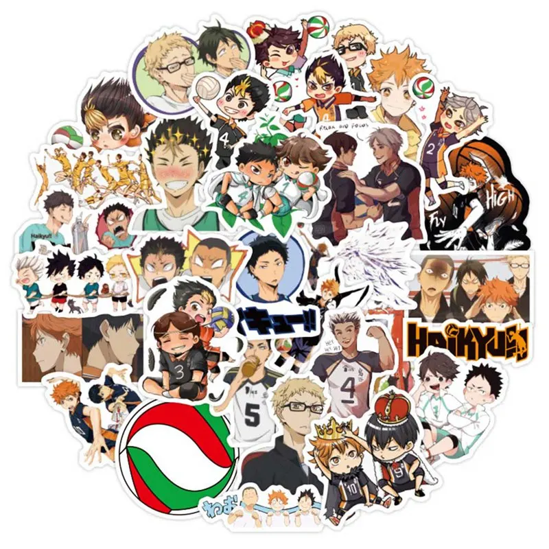 50 шт. стикеры Haikyuu s аниме Стикеры для автомобиля милые ноутбука пакет стикеров