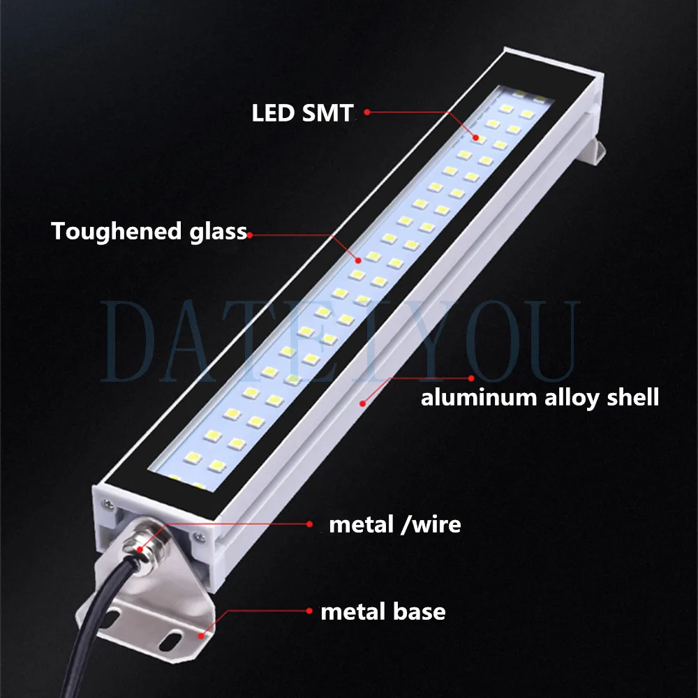 LED Machine Tool Working Lamp CNC Lathe Light Strip Lamp Aluminum Alloy IP66 Waterproof Oil-Proof 220V 24V Screw Fixation