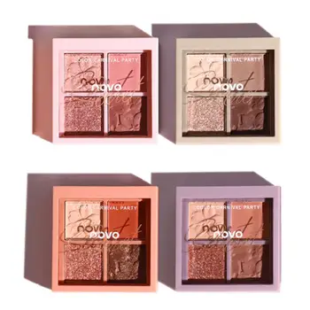 

NOVO Four-color Eye Shadow Easy To Color Pearlescent Matte Earth Color Eye Shadow Tray Glittering Pigment Cosmetics TSLM1