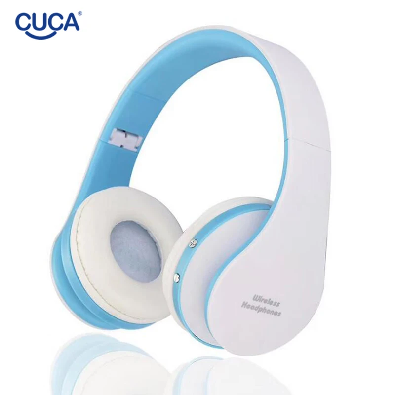 CUCA Wireless Bluetooth 5 0 Head Mounted Headphones Folding Stereo Bass Headset Earphones HIFI Noise Cancelling Headset with mic