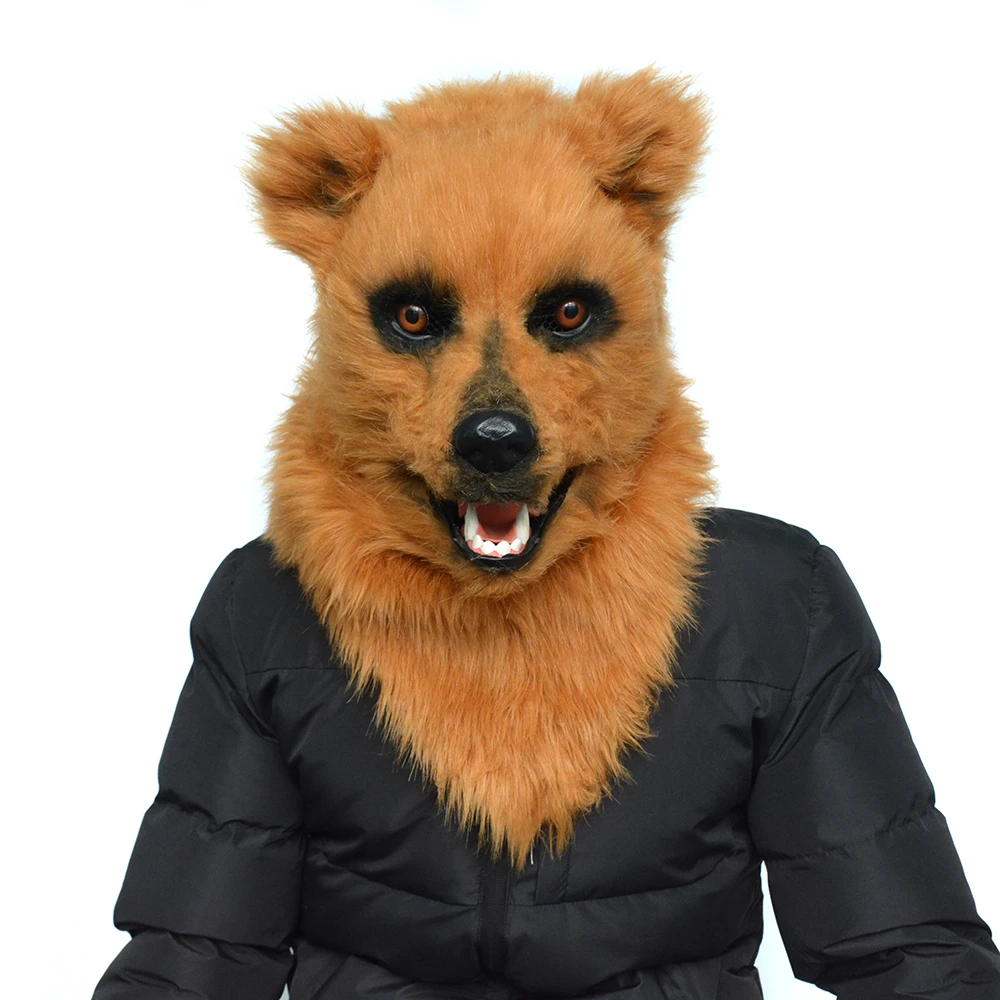 animal mask Bear with fur decorated for Halloween and Parties|Party Masks|  - AliExpress
