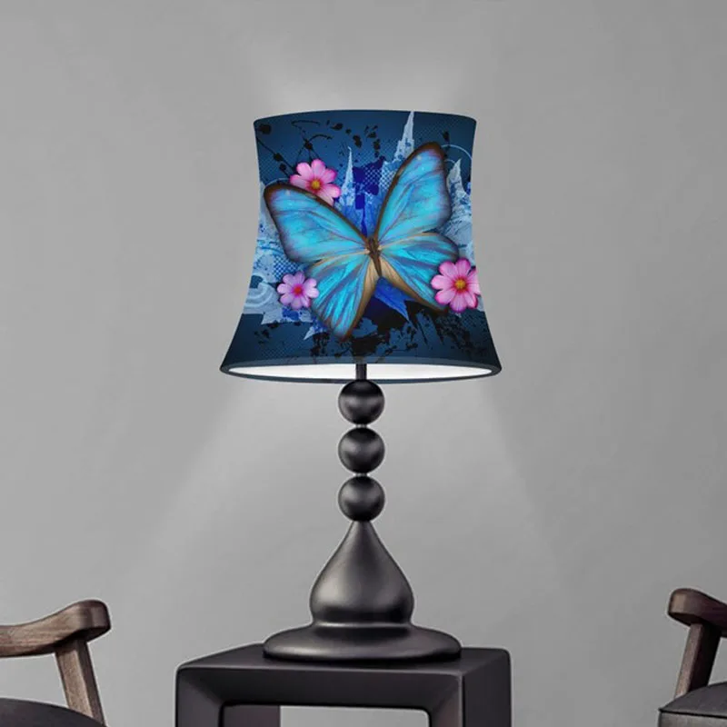 Colorful Butterfly 3D Print Table Lamp Shade Cover Elastic Cloth Lampshade for Wall Lamp and Floor Light Art Decor Lamp Covers