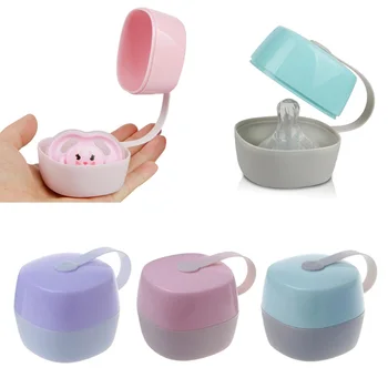 

Nipple Storage,baby pacifier box Portable Infant Kids nipple travel gutta-percha comfort wide mouth PP box pink, green, purple
