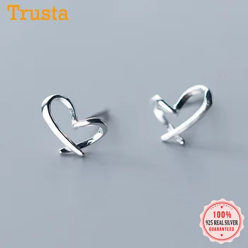 

TrustDavis Real 925 Sterling Silver Sweet Charm Romantic Heart Stud Earrings For Women Wedding Birthday Fine S925 Jewelry DA1603