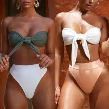 

Summer New Female Sexy Two-Piece Suits Women High Waist Push-up Padded Bra Bandage Bikini Set Swimsuit Swimwear Bathing