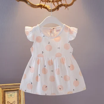 

2020 Summer Casual Baby Girl Soft Cotton Sleeveless Dot Printing Cute Princess Dresses Kids Cartoon Toddler 1-4Y 1