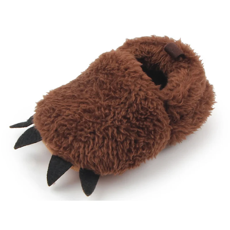 Cute Claw Newborn Baby Cartoon Home Socks Slippers Kids Winter Shoes For Infants floor Toddler Shoes Girl Leather Soled Socks - Цвет: Коричневый