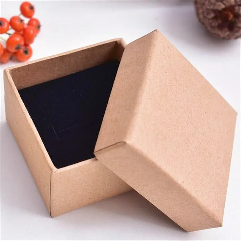 Новое поступление коробок для ювелирных изделий, бумажная коробка, винтажная коричневая черная коробка для колец, коробка для ожерелья 5*5*3,5 см, многоцветная простая Стильная коробка