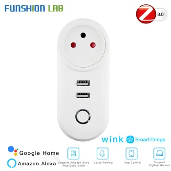 

IL ZigBee3.0 Dual USB Wireless Socket Plug SmartThings App Remote Control Echo Plus Voice Control Work with Alexa Google Home