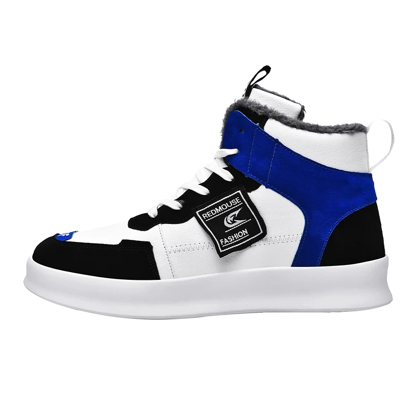 Модная мужская зимняя хлопковая обувь; мужская повседневная обувь; Zapatos De Hombre; мужские высокие кроссовки; мужская обувь на плоской подошве; уличная спортивная обувь - Цвет: White-blue