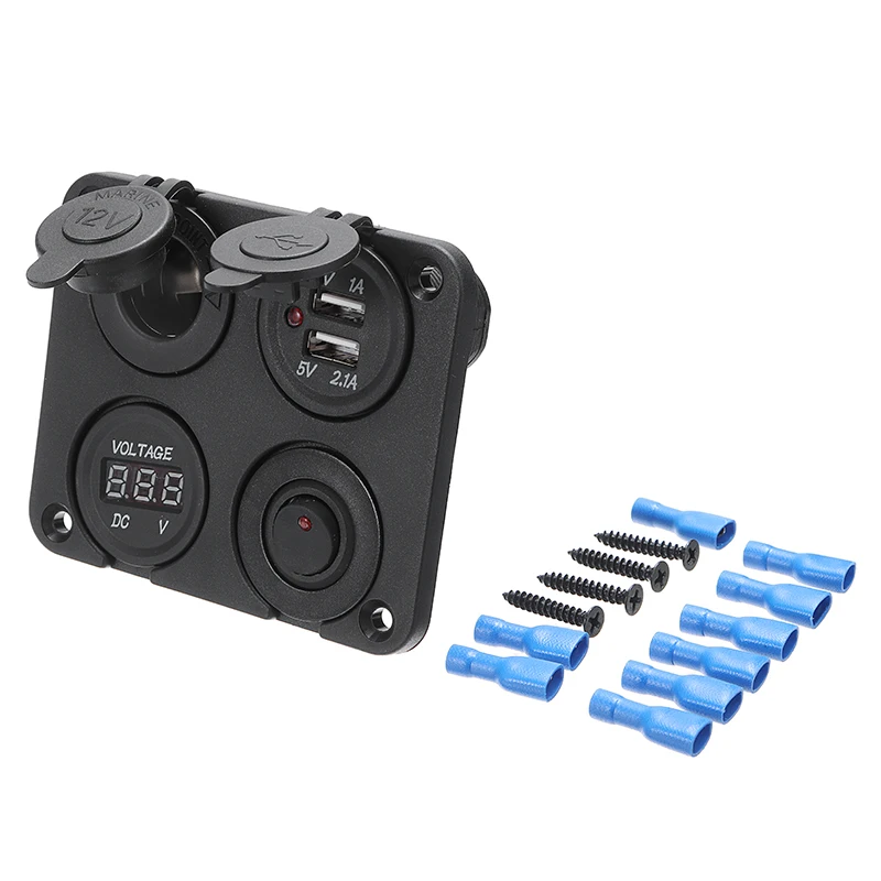 DC 12V-24V автомобиль Лодка гнездо для автомобильного прикуривателя 2.1A Dual USB Зарядное