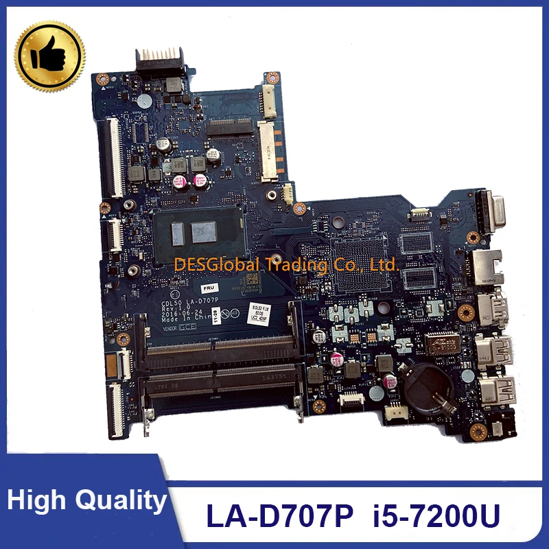 

For HP 15-AY 15T-AY Laptop Motherboard i5-7200U DDR4 910471-001 909213-001/501 Mainboard CDL50 LA-D707P 910471-601 100% Test