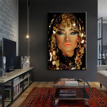 

Bling Gold Makeup Woman Canvas Paintings Home Wall Art Posters and Prints Wall Pictures for Living Room Home Wall Cuadros Decor