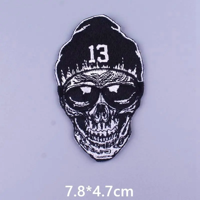 Flame Skull Patch Clothing Punk Embroidered Patches For Clothes Iron On  Patch On Clothes Thermoadhesive Patches Jacket Badge DIY