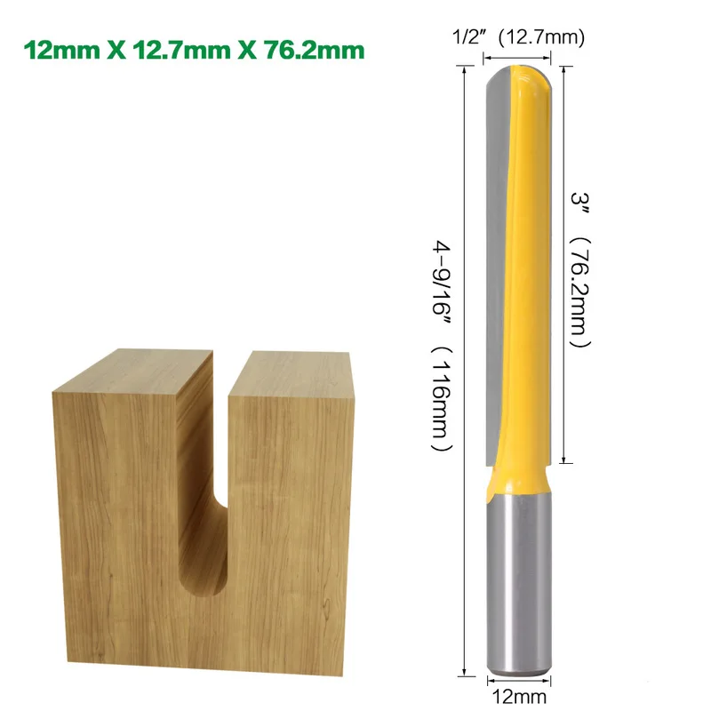 1Pcs 12mm Shank Bakelite Router Bit Straight end mill trimmer flush trim Tenon Cutter Extended Deep Milling Milling Cutter - Длина режущей кромки: 6
