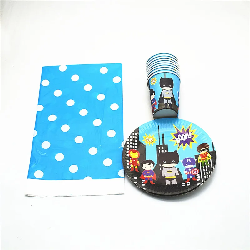 super hero batman captian disposable tablewares cup plate tablecloth for 10/20kids birthday party or festival party supplies