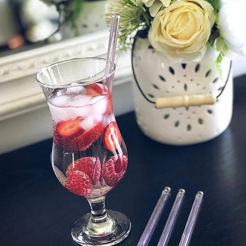 20cm Glass Straws Reusable Drinking Straws Eco Friendly Multicolour Glass Straw for Smoothie Cocktail Bar Drinkware Accessories