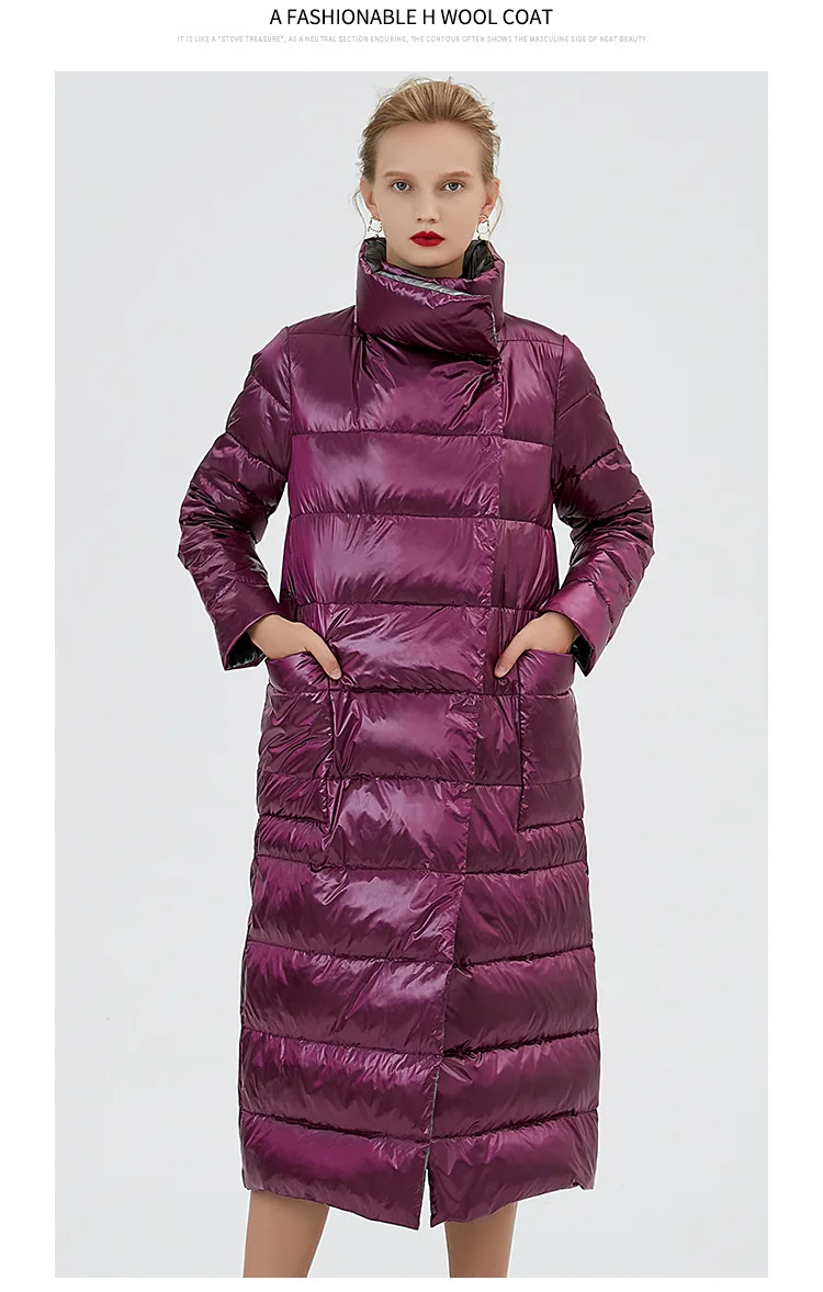 Winter Jacket Women White Duck Down Long Coat Plus size Winter good quality duck down coat female hooded warm down coats - Цвет: Родо