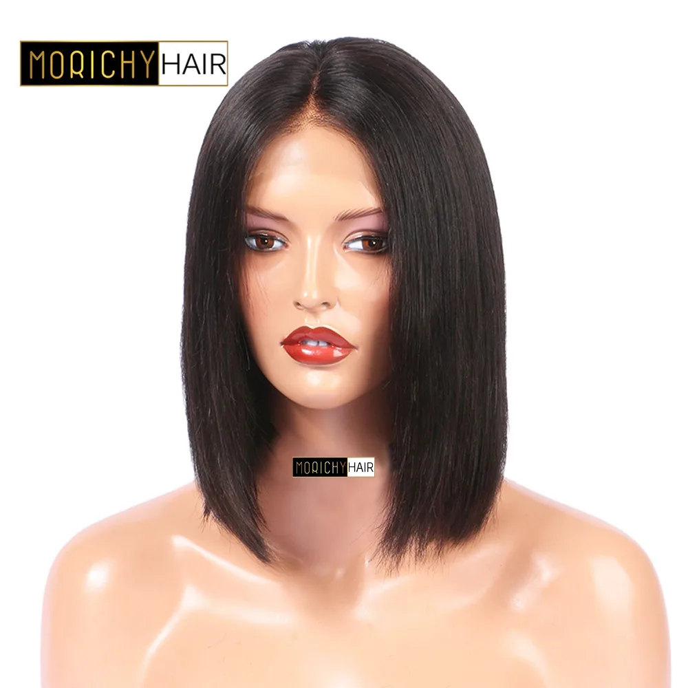 13x4 Short Lace Front Human Hair Wigs 130% Density Brazilian Straight Bob Lace Wig For Women Morichy Hair Wigs