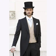Официальный мужской костюм, смокинг с отворотом, свадебные костюмы для мужчин, 3 предмета, мужские костюмы с брюками(пиджак+ брюки+ жилет