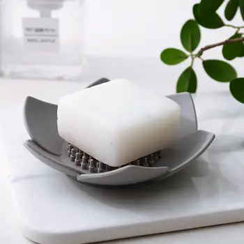 

Lotus Flower Silicone Home Bathroom Draining Soap Dish Holder Storage Tray Plate Holder