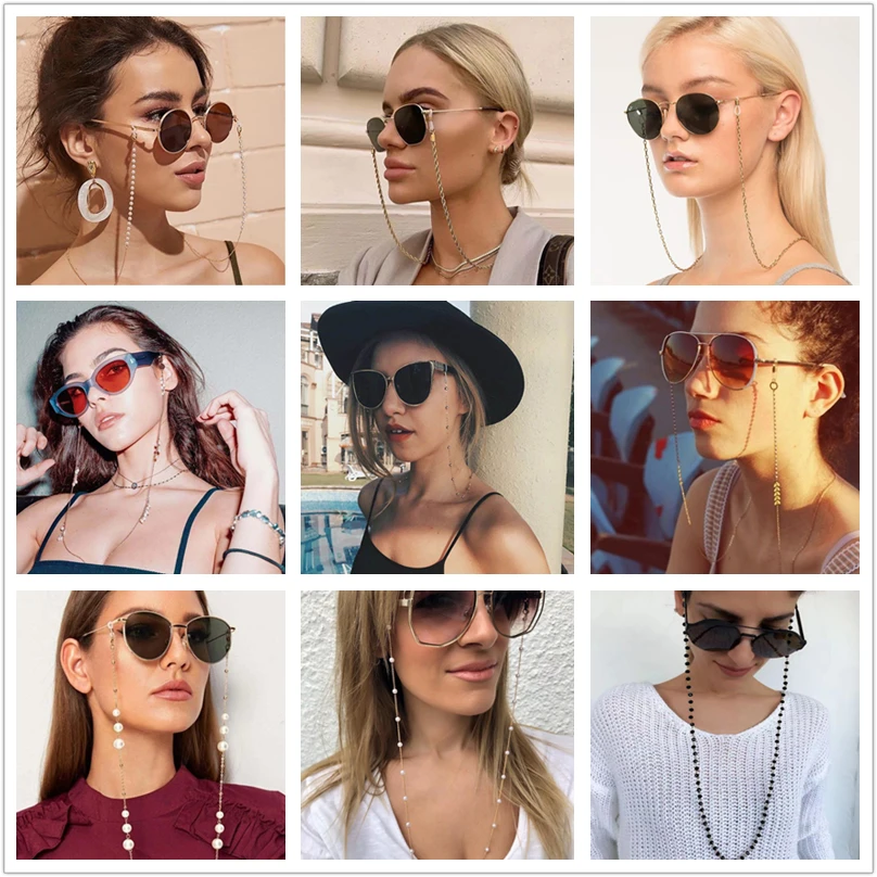Sunglasses Masking Chains For Women Multiple Acrylic Pearl Crystal Eyeglasses Chains glasses chain