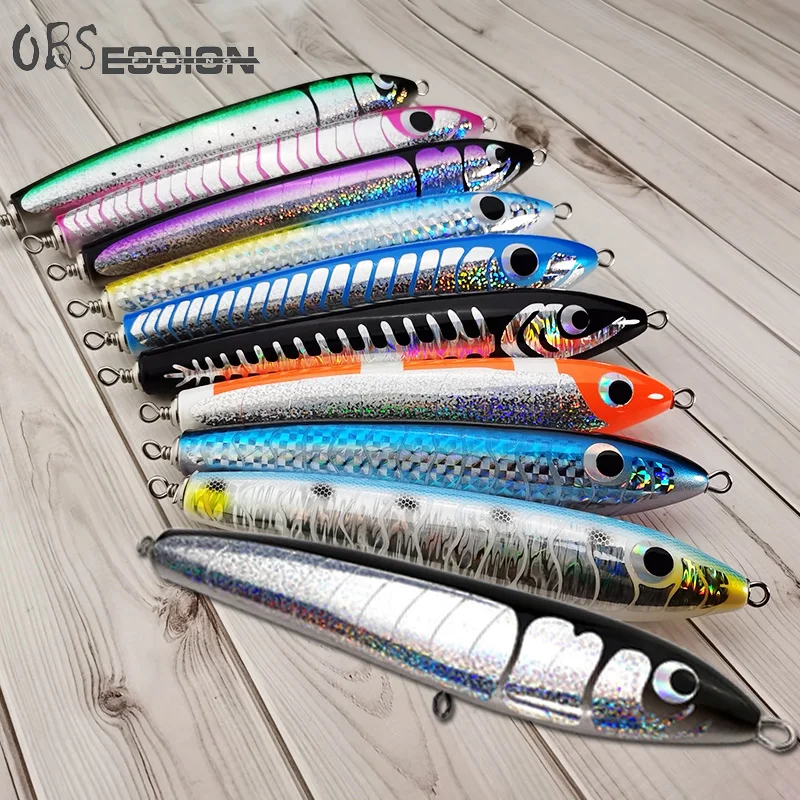 90g 120g 140g Topwater Handcrafted Wooden Lure Popper Baits Big Game Sea GT  Popping Fishing Lures Saltwater Fishing Pencil Bait