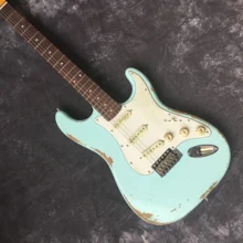 На заказ электрогитара ST, ручная работа 6 струн гриф, реликвия руками гитара, Stratocasterre gitaar цвет синий
