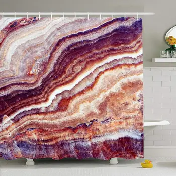 

Shower Curtain Set with Hooks 66x72 Marble Stone Granite Grain Construction Interiors Old Effect Abstract White Grey Stain