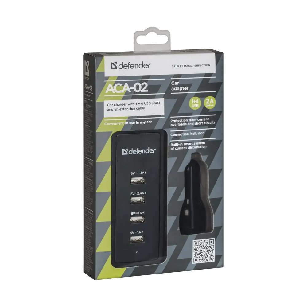 Автомобильный адаптер Defender ACA-02 5 портов USB, 5V / 9.2A