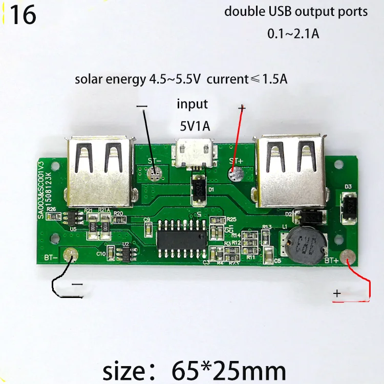 5 в 1.7A 2.1A Дополнительный внешний аккумулятор модуль плата для мобильного аккумулятора PCB контроллер зарядки два порта usb светодиодный светильник DIY аксессуары для замены - Цвет: 16