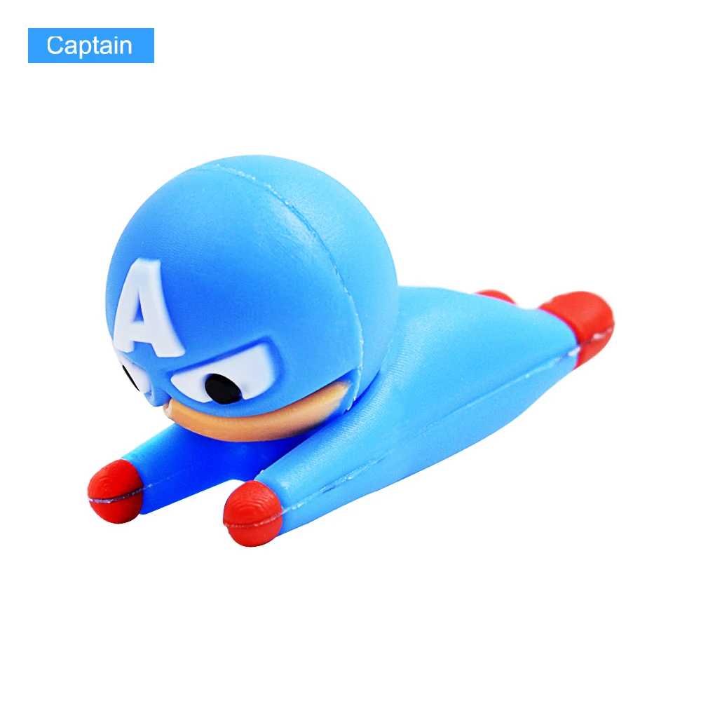 Captain CHIPAL, милый мультяшный кабель, защита для укусов, для iPhone, USB, устройство для сматывания проводов, органайзер, супер герой, герой, укусы, животные, укусы, чомперы - Цвет: Captain